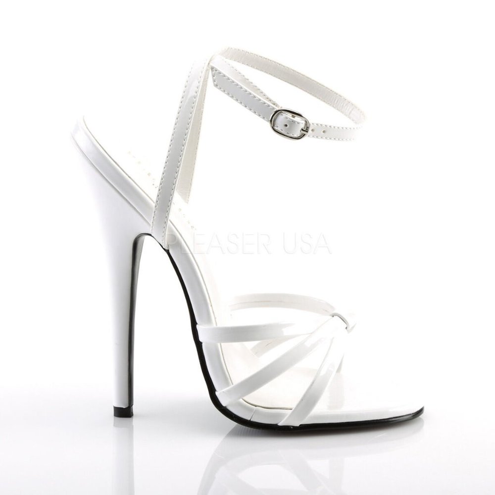 6" High Heel Sandals Ankle Wrap Strap Shoes White